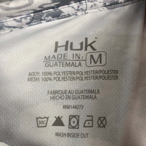 HUK Icon X Tide Change Fishing Performance Sun Shirt Whitesize Medium New - Picture 3 of 16